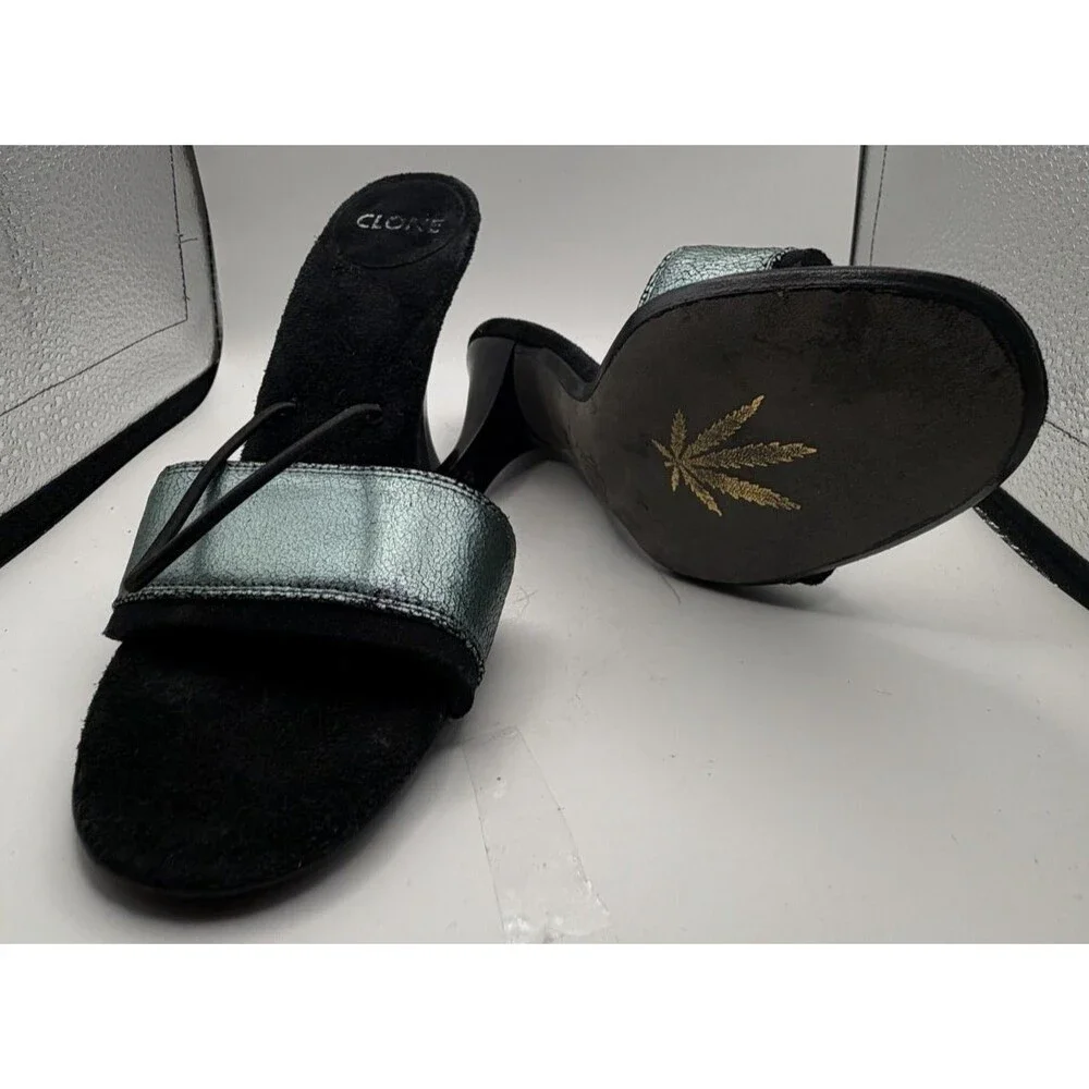 ✨👠 Bruno Bordese Italy Leather Cone High Heels Vintage Party Sandals Size 35 🇮